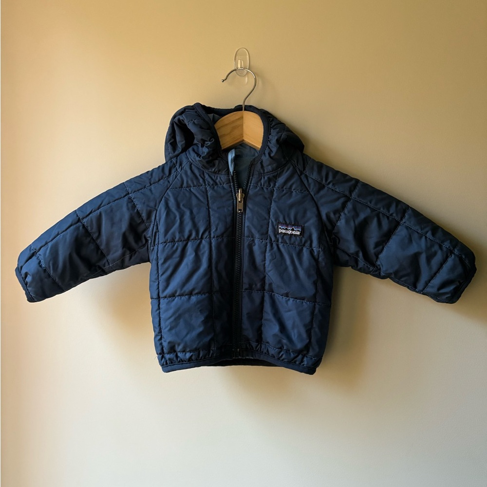 Patagonia Reversable Blue Quilted Hooded Jacket